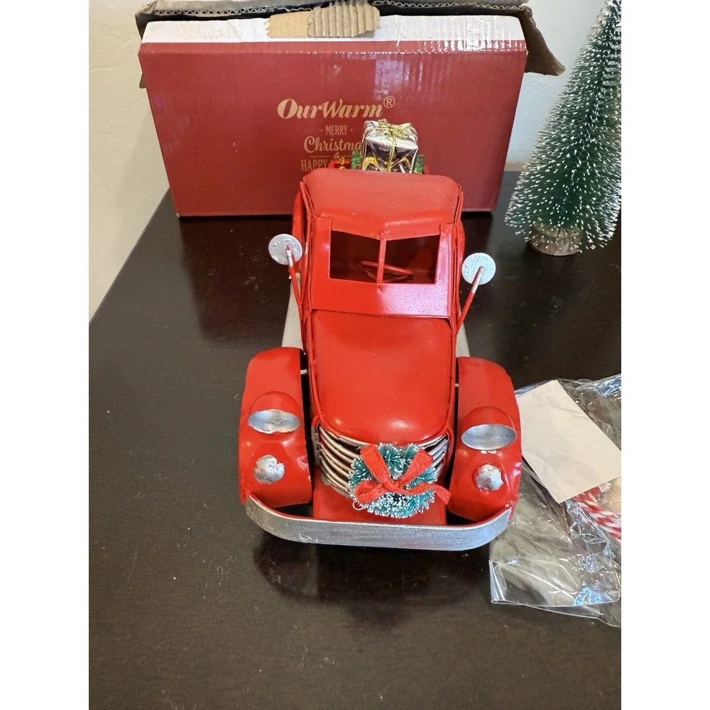 Christmas Vintage Red Truck Decor Pickup Truck In Original Box